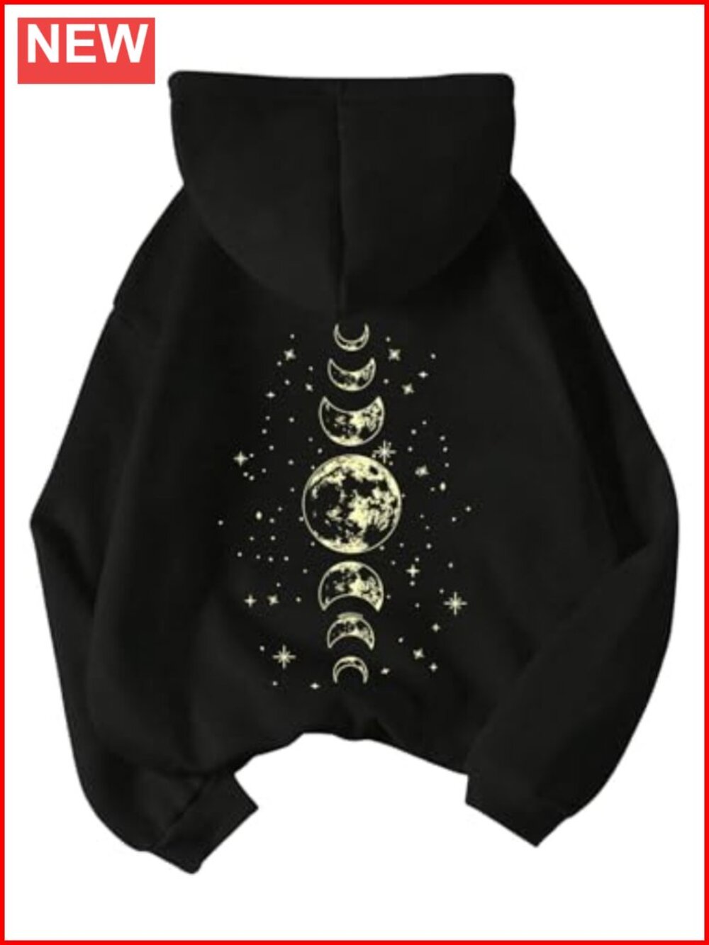 Women's Graphic Hoodie Moon Print Drawstring Pocket Long Sleeve Sweatshirt